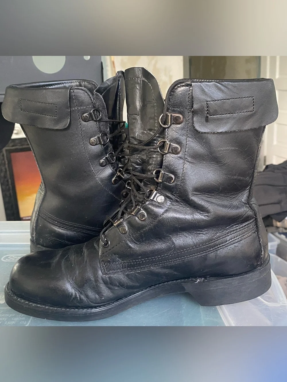 Addison Shoe Co Military Soft Toe Boots Mens 8 D Black Biltrite Vintage